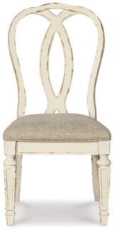 Realyn Chipped White Oval Dining Table and 8 Ribbon Back Chairs from Ashley Furniture - Luna Furniture