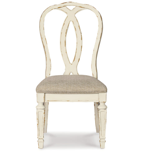 Realyn Chipped White Dining Table and 8 Ribbon Back Chairs from Ashley Furniture - Luna Furniture