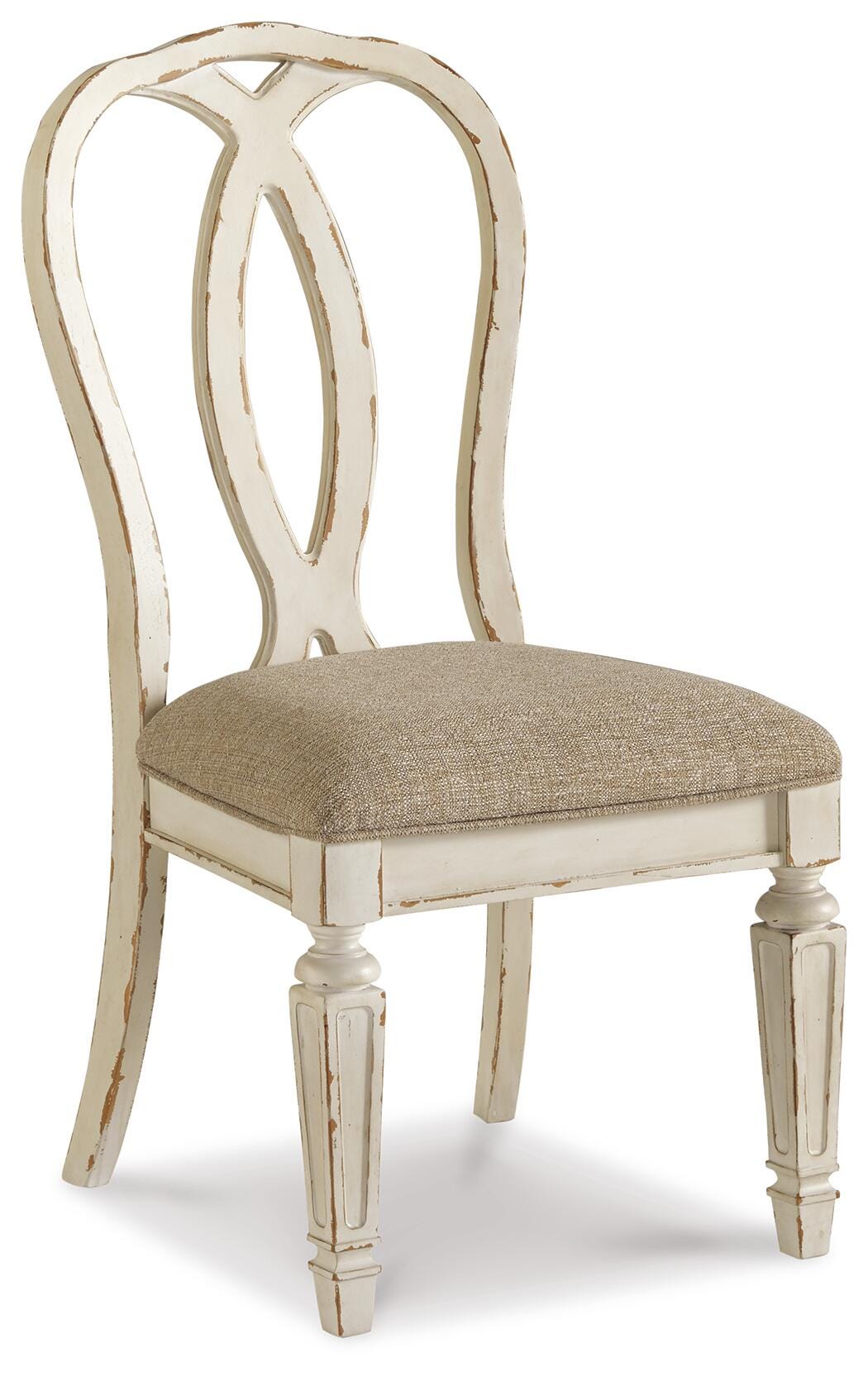 Realyn Dining Table and 6 Chairs with Storage in Chipped White from Ashley Furniture - Luna Furniture