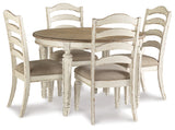 Realyn Chipped White Oval Extendable Round/Oval Ladder Dining Set from Ashley - Luna Furniture