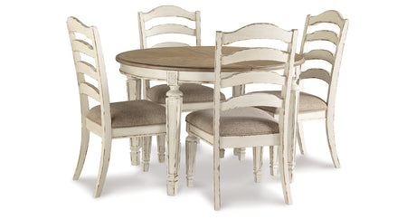 Realyn Chipped White 5-Piece Oval/Round Dining Table Set from Ashley - Luna Furniture