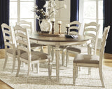 Realyn Chipped White 7-piece Oval/Round Dining Table Set from Ashley Furniture - Luna Furniture