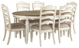 Realyn Chipped White Oval Dining Table and 6 Ladder Back Chairs from Ashley Furniture - Luna Furniture