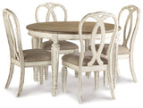 Realyn Chipped White Oval Dining Table and 8 Ribbon Back Chairs from Ashley Furniture - Luna Furniture