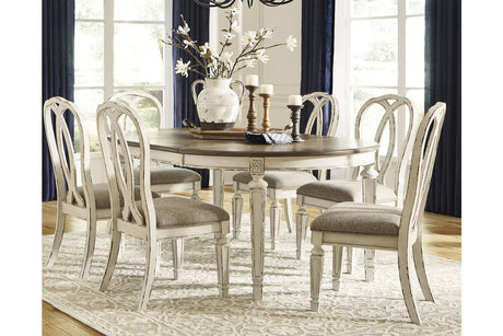 Realyn Chipped White Oval Dining Table and 6 Ribbon Back Chairs from Ashley - Luna Furniture