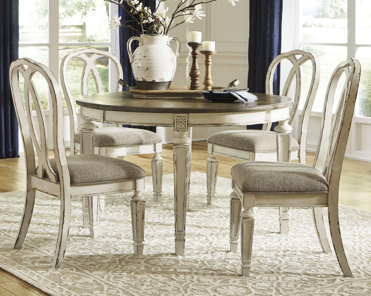 Realyn Dining Table and 4 Chairs in Chipped White from Ashley - Luna Furniture