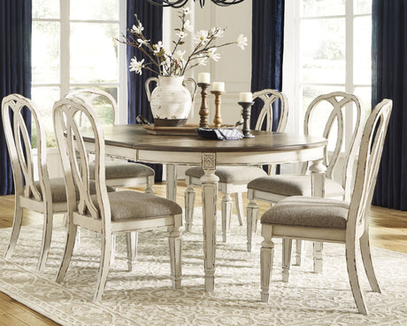 Realyn Dining Table and 6 Chairs with Storage in Chipped White from Ashley - Luna Furniture