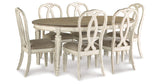 Realyn Chipped White Oval Extendable Round/Oval Ribbon Dining Set from Ashley Furniture - Luna Furniture