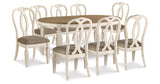 Realyn Chipped White Dining Table and 8 Ribbon Back Chairs from Ashley Furniture - Luna Furniture