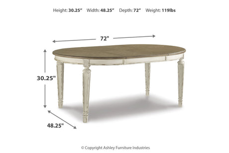 Realyn Chipped White Oval Dining Table and 4 Ladder Back Chairs from Ashley Furniture - Luna Furniture