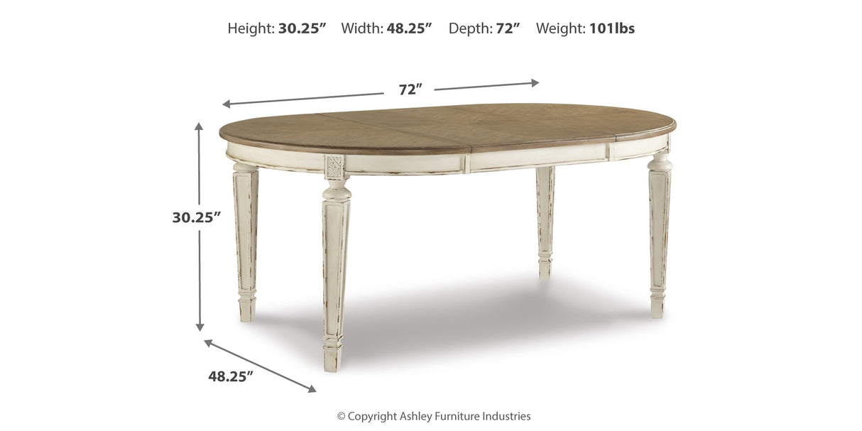 Realyn Chipped White Oval Dining Extension Table from Ashley Furniture - Luna Furniture
