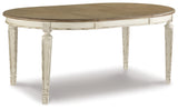 Realyn Chipped White Oval Extendable Round/Oval Ribbon Dining Set from Ashley Furniture - Luna Furniture