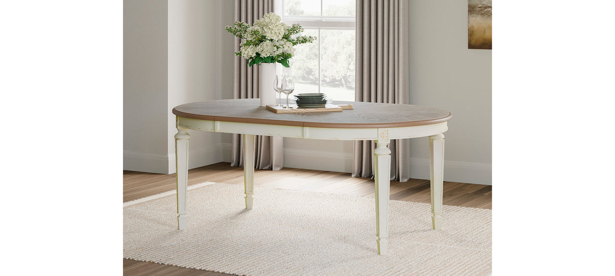 Realyn Chipped White Oval Dining Extension Table from Ashley Furniture - Luna Furniture