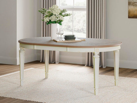 Realyn Chipped White Oval Dining Extension Table from Ashley Furniture - Luna Furniture
