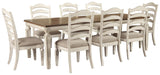 Realyn Dining Table and 8 Chairs in Chipped White from Ashley Furniture - Luna Furniture