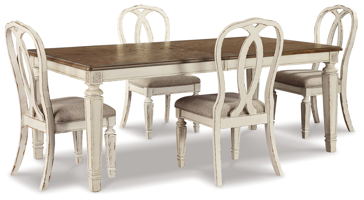 Realyn Dining Table and 8 Chairs in Chipped White from Ashley Furniture - Luna Furniture