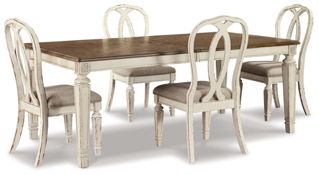 Realyn Dining Table and 8 Chairs in Chipped White from Ashley Furniture - Luna Furniture