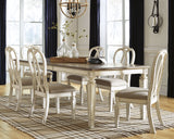 Realyn Chipped White Rectangular Extendable Ribbon Dining Set from Ashley - Luna Furniture
