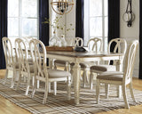 Realyn Chipped White Rectangular Extendable Ribbon Dining Set from Ashley - Luna Furniture
