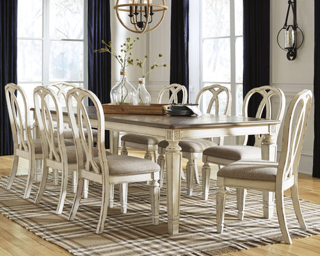 Realyn Chipped White Rectangular Extendable Ribbon Dining Set from Ashley - Luna Furniture