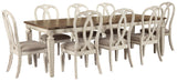 Realyn Dining Table and 8 Chairs in Chipped White from Ashley Furniture - Luna Furniture