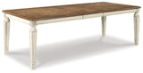 Realyn Chipped White Rectangular Dining Table and 8 Ladder Back Chairs from Ashley Furniture - Luna Furniture
