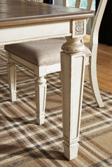 Realyn Chipped White Rectangular Extendable Ribbon Dining Set from Ashley - Luna Furniture