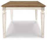 Realyn Chipped White Rectangular Dining Table and 8 Ladder Back Chairs from Ashley Furniture - Luna Furniture