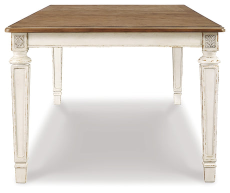 Realyn Chipped White Rectangular Dining Table and 8 Ladder Back Chairs from Ashley Furniture - Luna Furniture