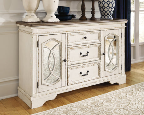 Realyn Dining Table and 6 Chairs with Storage in Chipped White from Ashley - Luna Furniture