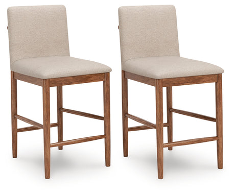 Isanti Light Brown Counter Height Barstool (Set of 2), Set of 2 from Ashley - Luna Furniture