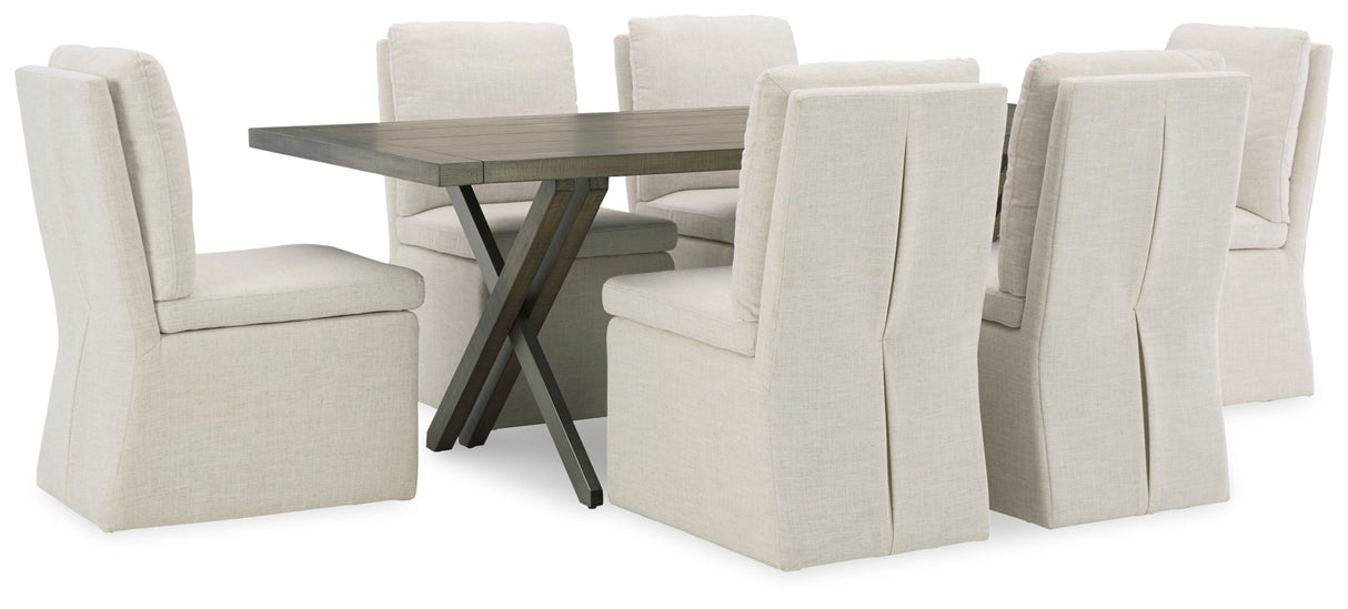 Krystanza Weathered Gray Dining Table and 6 Chairs from Ashley Furniture - Luna Furniture