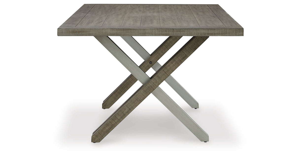 Krystanza Weathered Gray Dining Table and 6 Chairs with Storage from Ashley Furniture - Luna Furniture