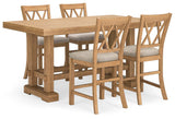 Havonplane Brown Counter Height Extension Dining Table and 4 Barstools from Ashley Furniture - Luna Furniture