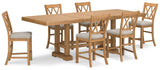 Havonplane Brown Counter Height Extension Dining Table and 6 Barstools from Ashley - Luna Furniture