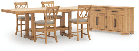 Havonplane Counter Height Dining Table and 8 Barstools with Storage in Brown from Ashley Furniture - Luna Furniture