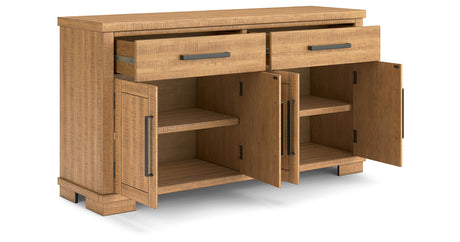 Havonplane Counter Height Dining Table and 8 Barstools with Storage in Brown from Ashley Furniture - Luna Furniture