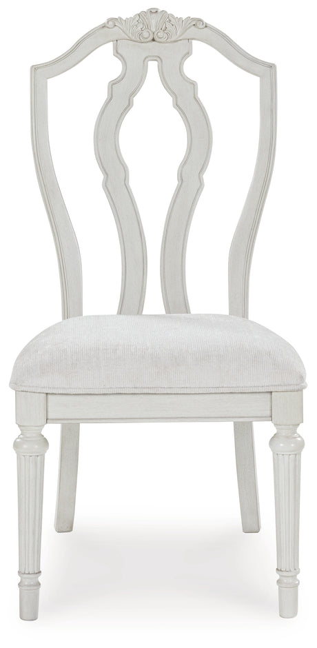 Montelaine Antiqued White Extension Dining Table and 6 Chairs from Ashley - Luna Furniture