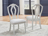 Montelaine Antiqued White Extension Dining Table and 6 Chairs from Ashley - Luna Furniture