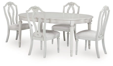 Montelaine Antique White Extension Dining Table and 4 Chairs from Ashley - Luna Furniture