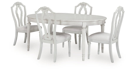 Montelaine Antique White Extension Dining Table and 4 Chairs from Ashley - Luna Furniture
