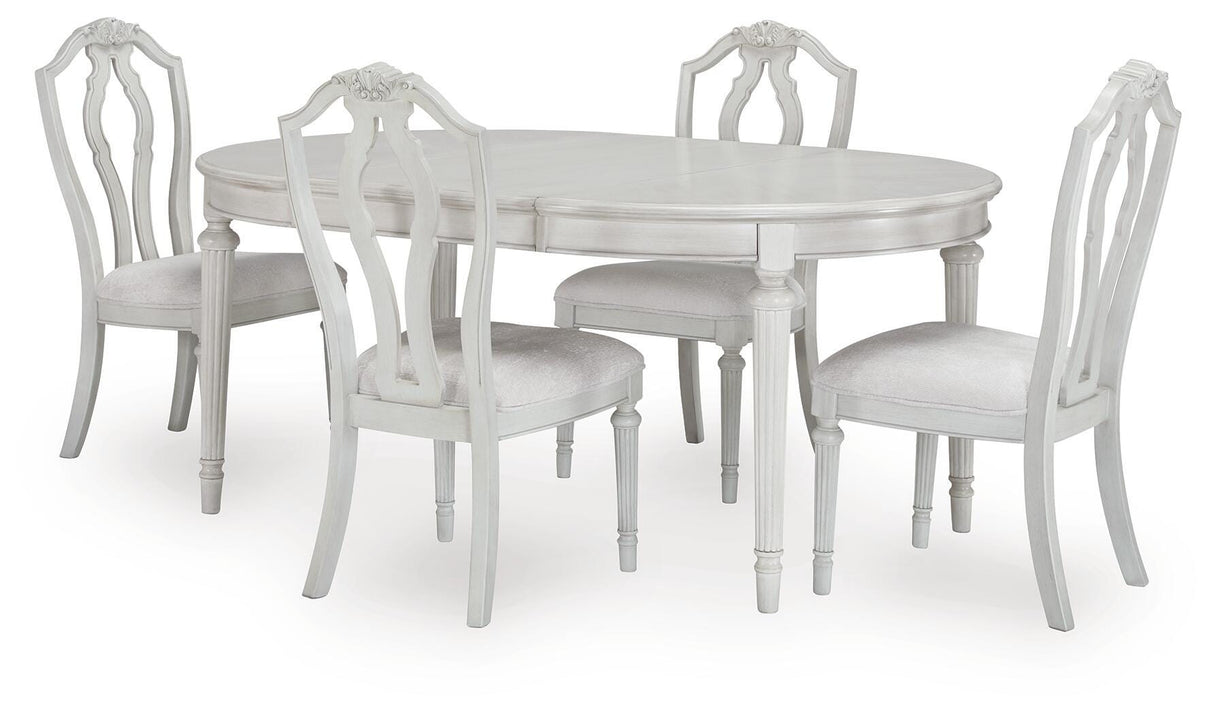 Montelaine Antique White Extension Dining Table and 4 Chairs from Ashley - Luna Furniture