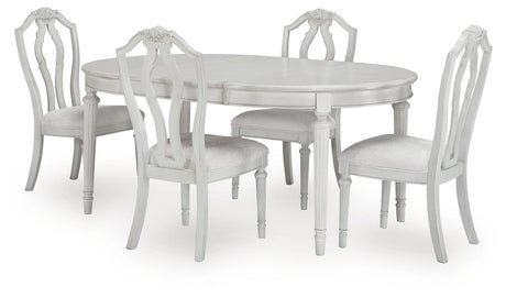 Montelaine Antique White Extension Dining Table and 4 Chairs from Ashley - Luna Furniture