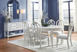 Montelaine Antiqued White Extension Dining Table and 6 Chairs from Ashley - Luna Furniture