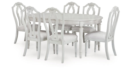 Montelaine Antiqued White Extension Dining Table and 6 Chairs from Ashley - Luna Furniture