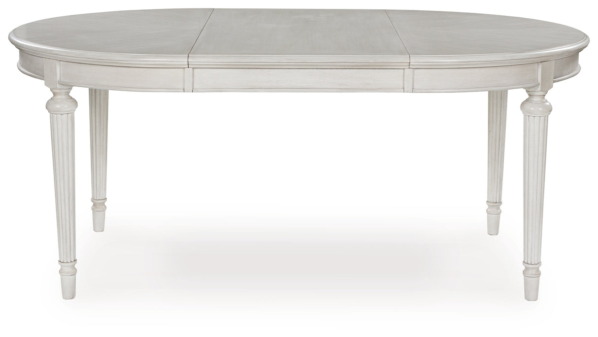 Montelaine Antiqued White Extension Dining Table and 6 Chairs from Ashley - Luna Furniture