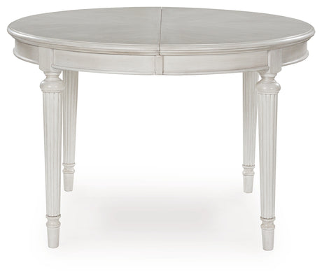 Montelaine Antiqued White Extension Dining Table and 6 Chairs from Ashley - Luna Furniture