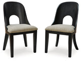 Rowanbeck Black Dining Table, 2 Arm Chairs and 4 Side Chairs from Ashley - Luna Furniture