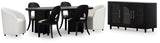 Rowanbeck Black Dining Table and 6 Chairs with Storage from Ashley Furniture - Luna Furniture