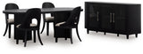 Rowanbeck Black Dining Table and 4 Chairs with Storage from Ashley Furniture - Luna Furniture
